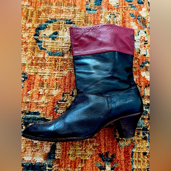 Vintage Y2K Built By Wendy Oxblood and Black Boots size 9 - Picture 1 of 4